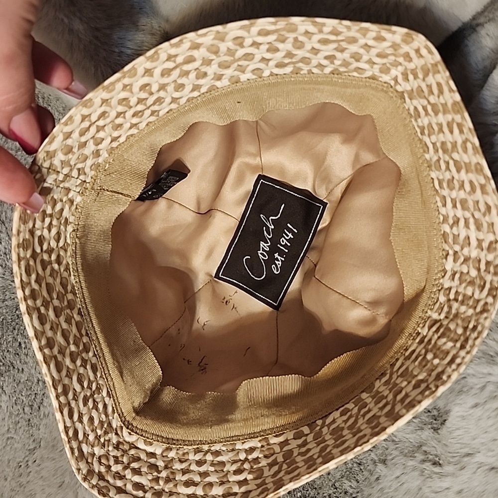 Coach Beige Patterned Women's Hat - Picture 6 of 8